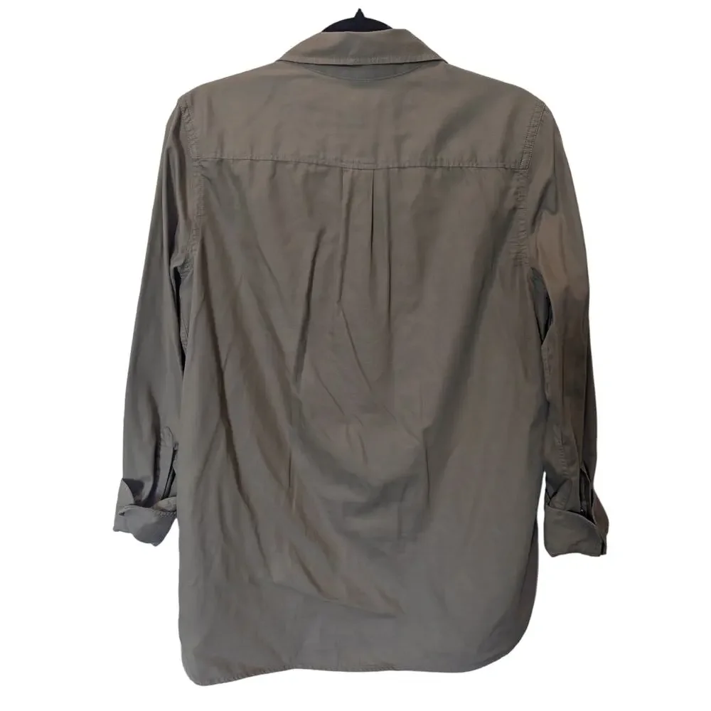 J. Crew Khaki Fatigue Military Button Down Sz 8